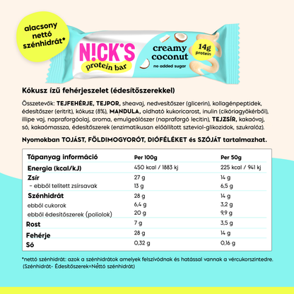 Nick's Creamy Coconut proteinszelet 12X50g